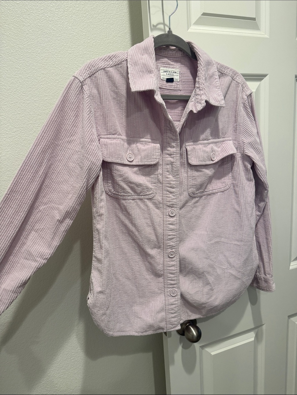 American Eagle Outfitters Pastel Lilac Corduroy Button-Up